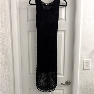 COMO Collection Elegant Black Sleeveless Crochet Dress Size L
